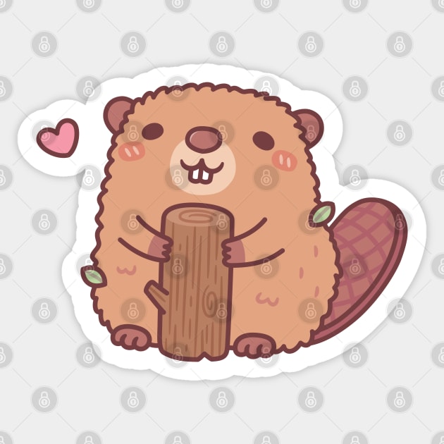 Cute Beaver Holding A Piece Of Wood Sticker by rustydoodle